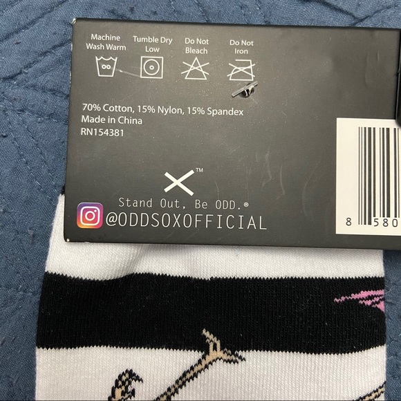 Black White and Pink Striped Flamingo Socks - Picture 4 of 4